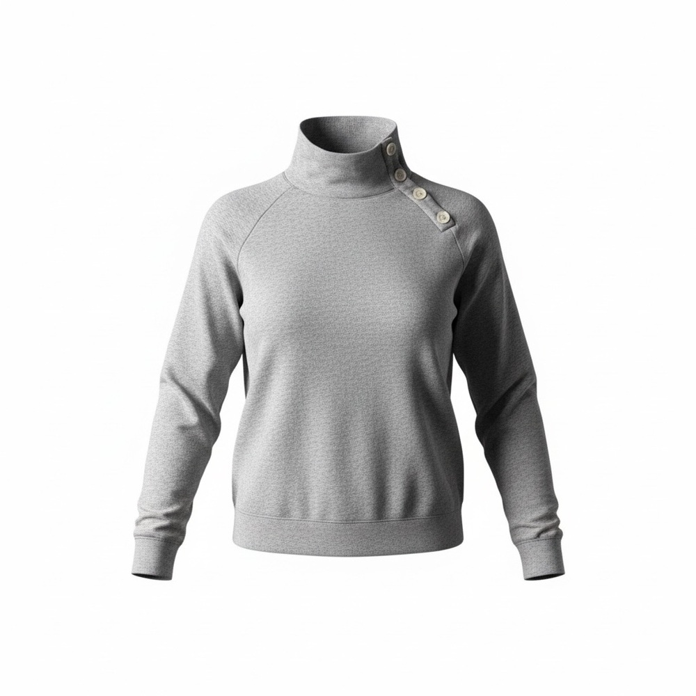 J Crew Women's Sweater Button Neckline Gray Long Sleeve‎ XL Top Pullover